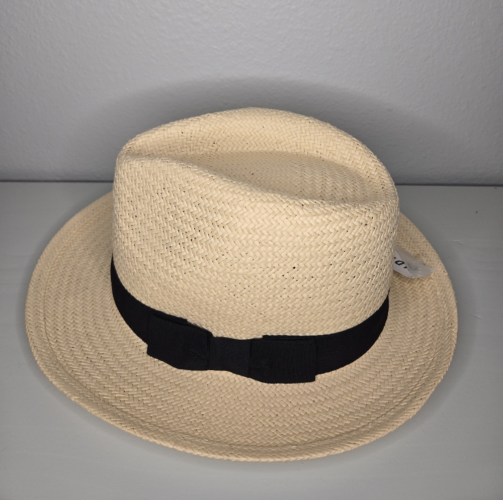 Classic Cream Fedora Hat with Black Band